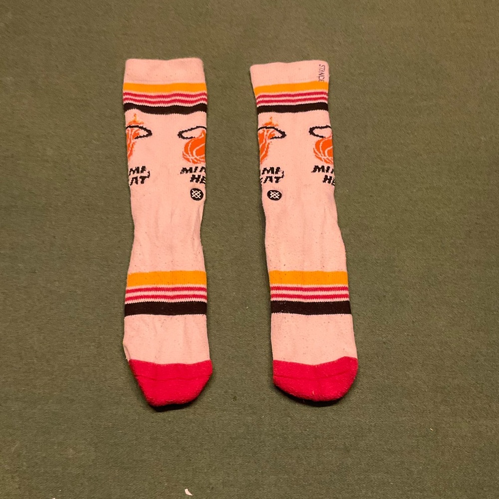Stance Miami Heat  retro Athletic Socks White and Orange Crew Length